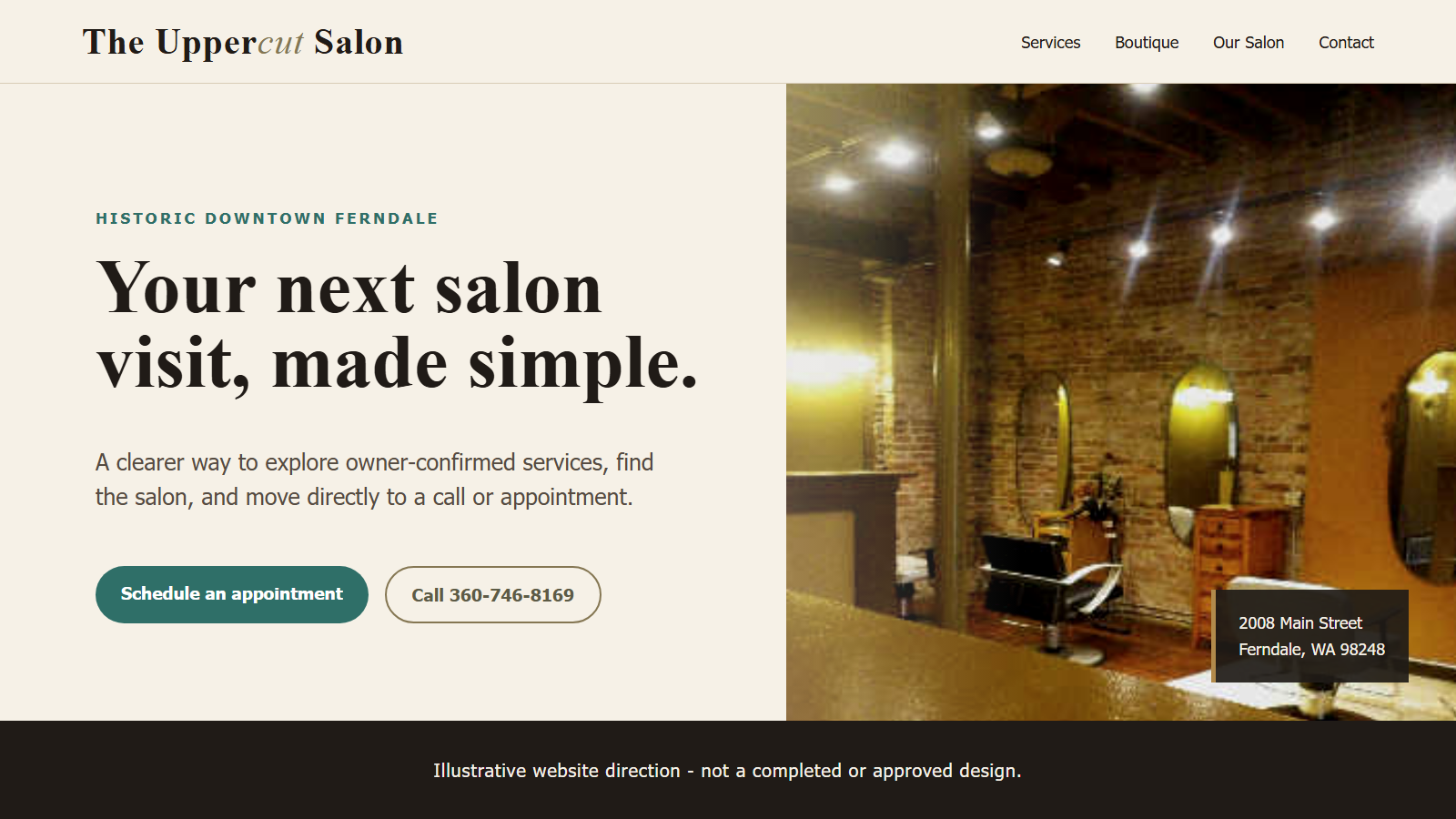 Illustrative desktop concept for Uppercut Salon